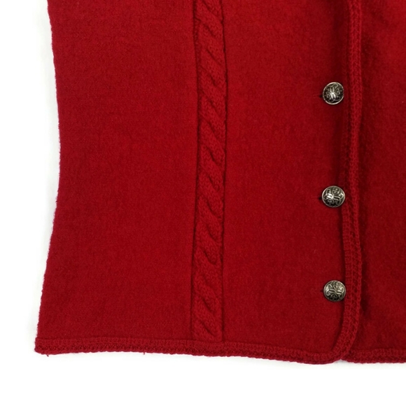 Vintage Coldwater Creek Red Boiled 100% Wool Sleeveless Vest Womens Size Medium - Picture 8 of 16